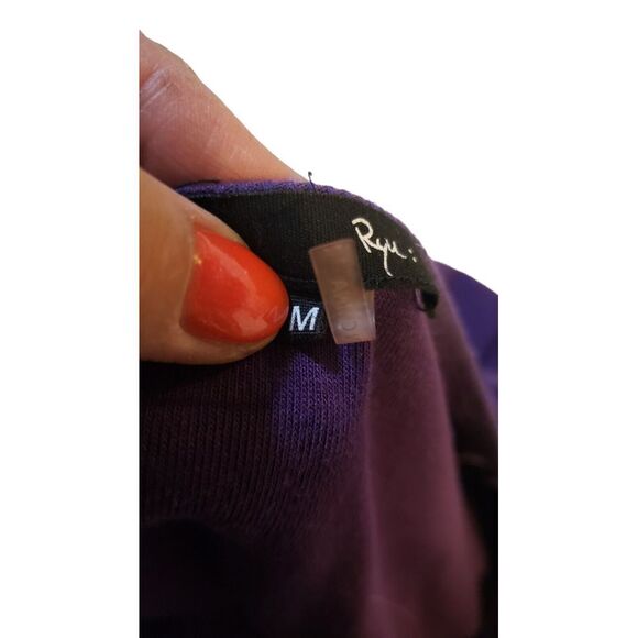 Ryu Knit Cardigan Sweater‎ Purple flower Appliqué fine knit shrug top Size M - Picture 11 of 16